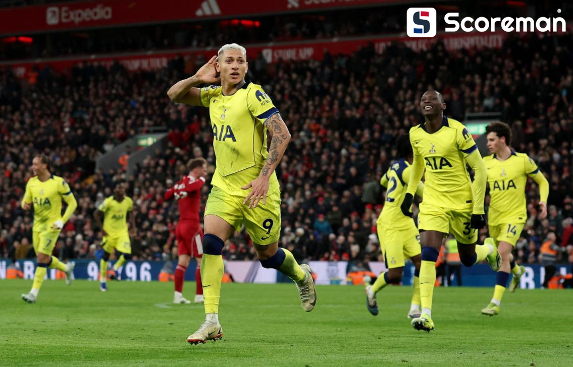 토트넘, 리버풀 원정서 1-1 무승부... 12경기 무승 